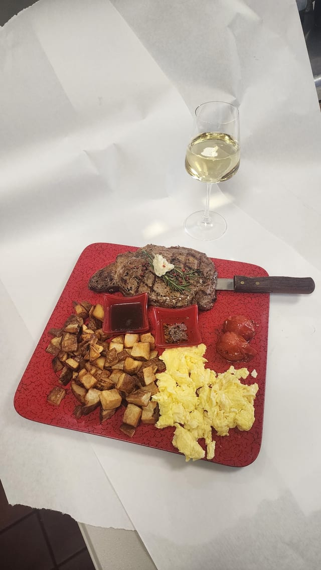 Whole Ribeye Steak & Farm Fresh Cage Free Eggs.